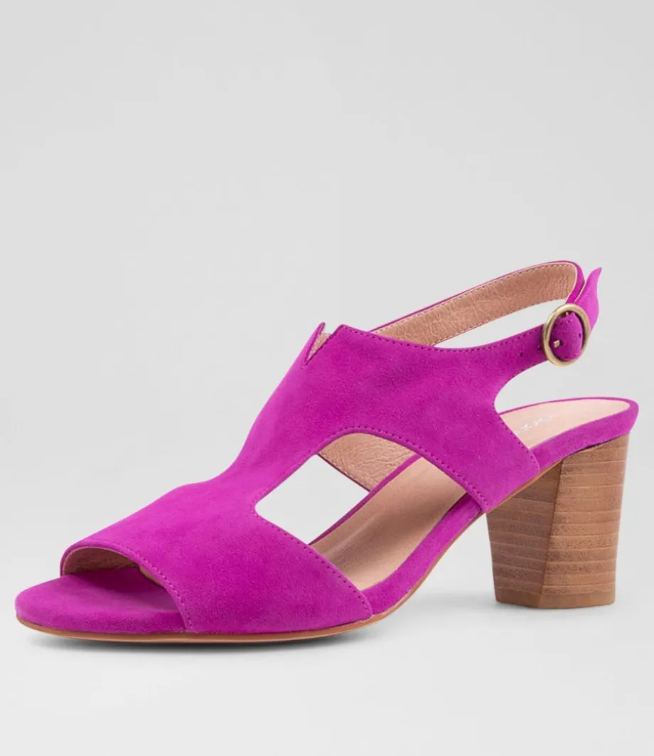 Coral Magenta Suede Sandals<DIANA FERRARI Shop
