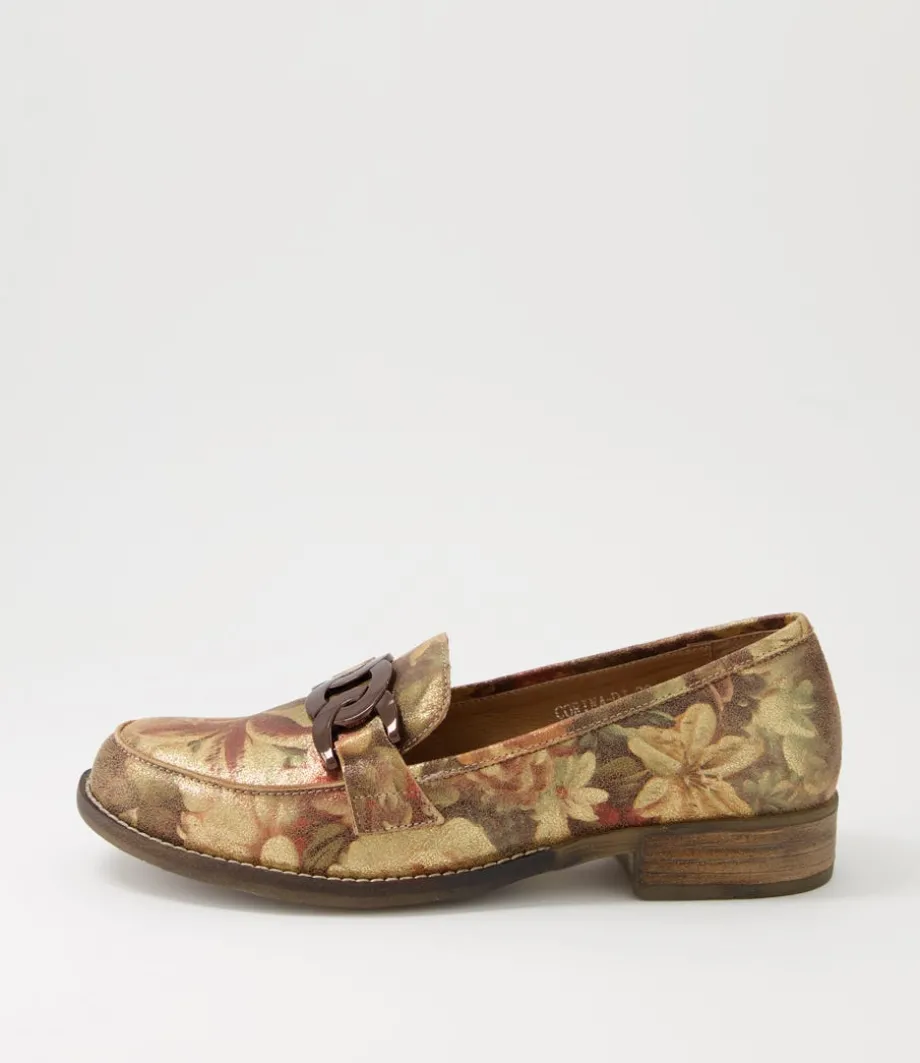 Corina Vintage Metal Floral Leather Loafers<DJANGO & JULIETTE Store