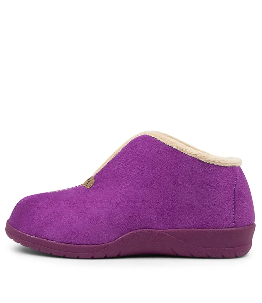 Cuddles W Purple Microsuede Slippers<ZIERA Sale