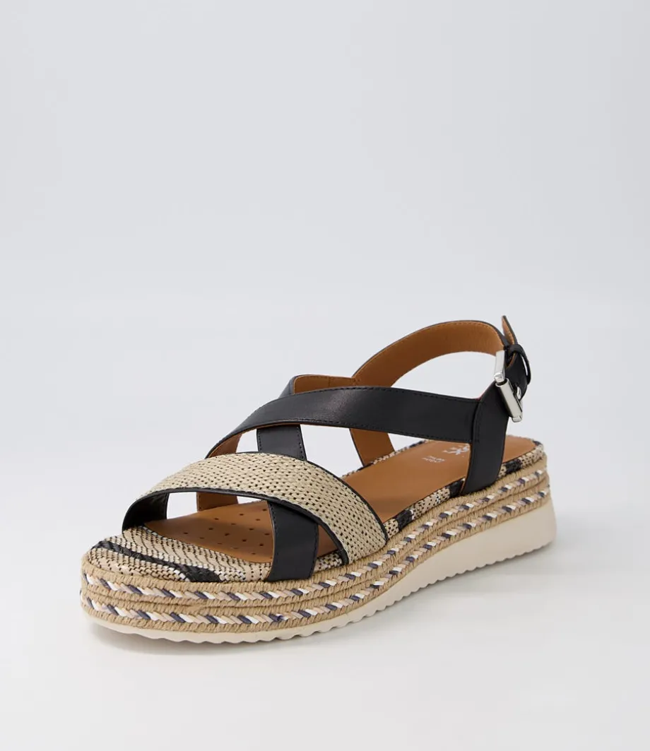 D Eolie D Black Leather Sandals<GEOX Hot