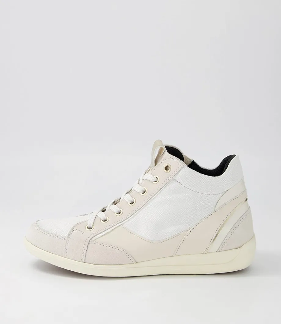 D Myria A Off White Suede Leather Sneakers<GEOX Fashion