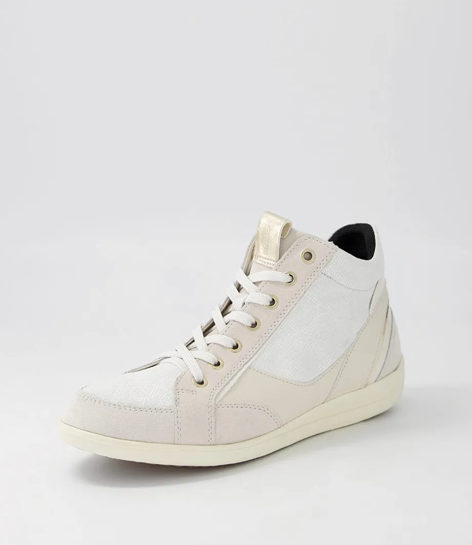 D Myria A Off White Suede Leather Sneakers<GEOX Fashion