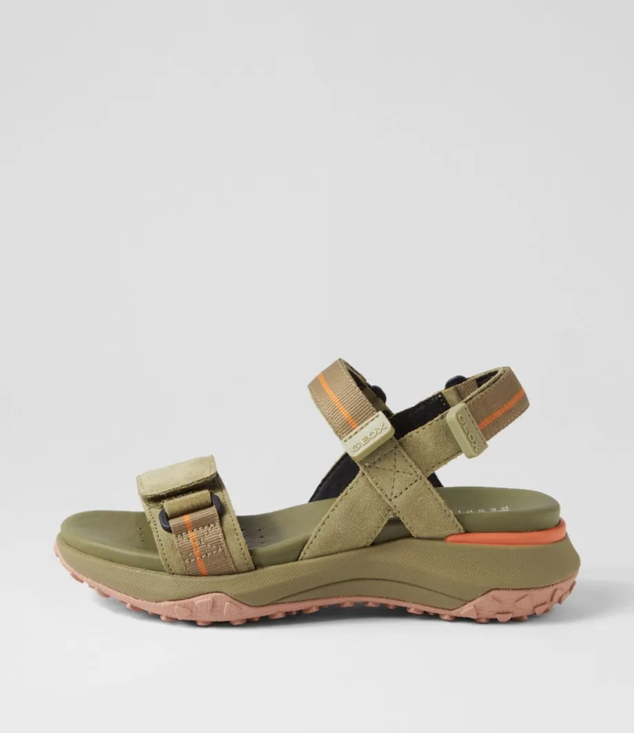 D Sorapis Grip B Pistachio Suede Sandals<GEOX Best Sale