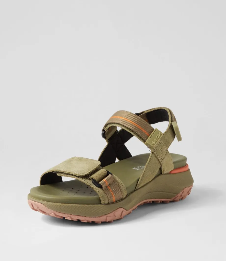 D Sorapis Grip B Pistachio Suede Sandals<GEOX Best Sale