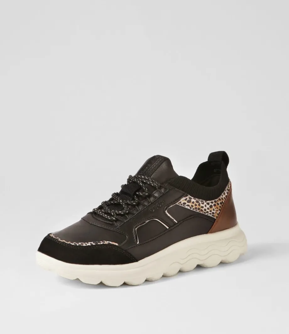 D Spherica C Black Off White Leather Sneakers<GEOX Online