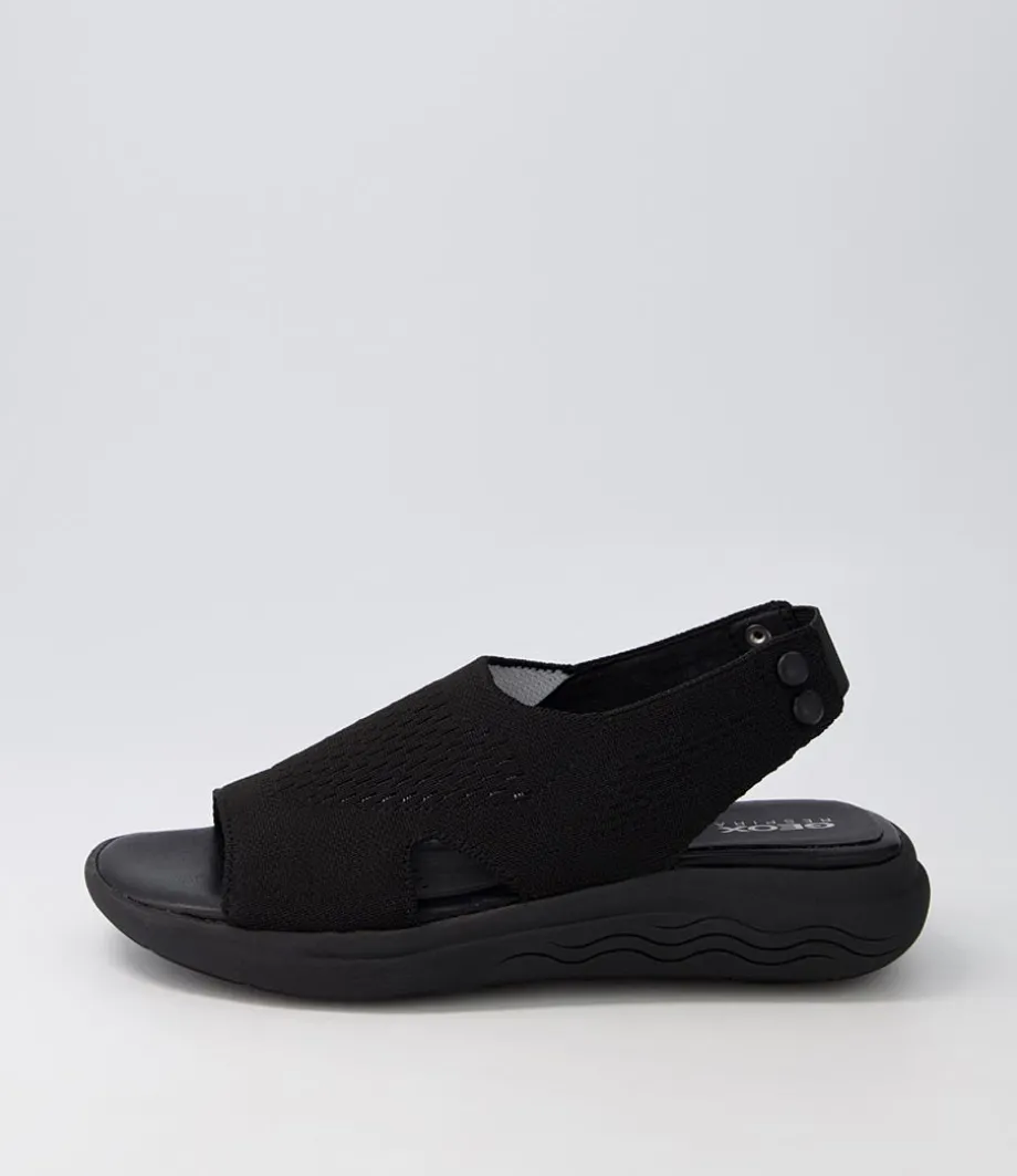 D Spherica Ec5 D Black Knit Sandals<GEOX Hot