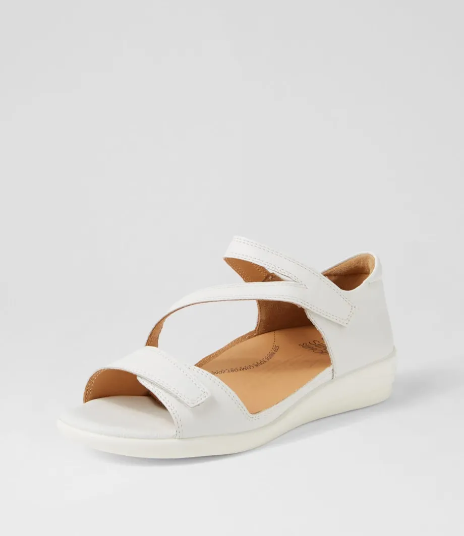 Demir W White Leather Sandals<ZIERA Cheap