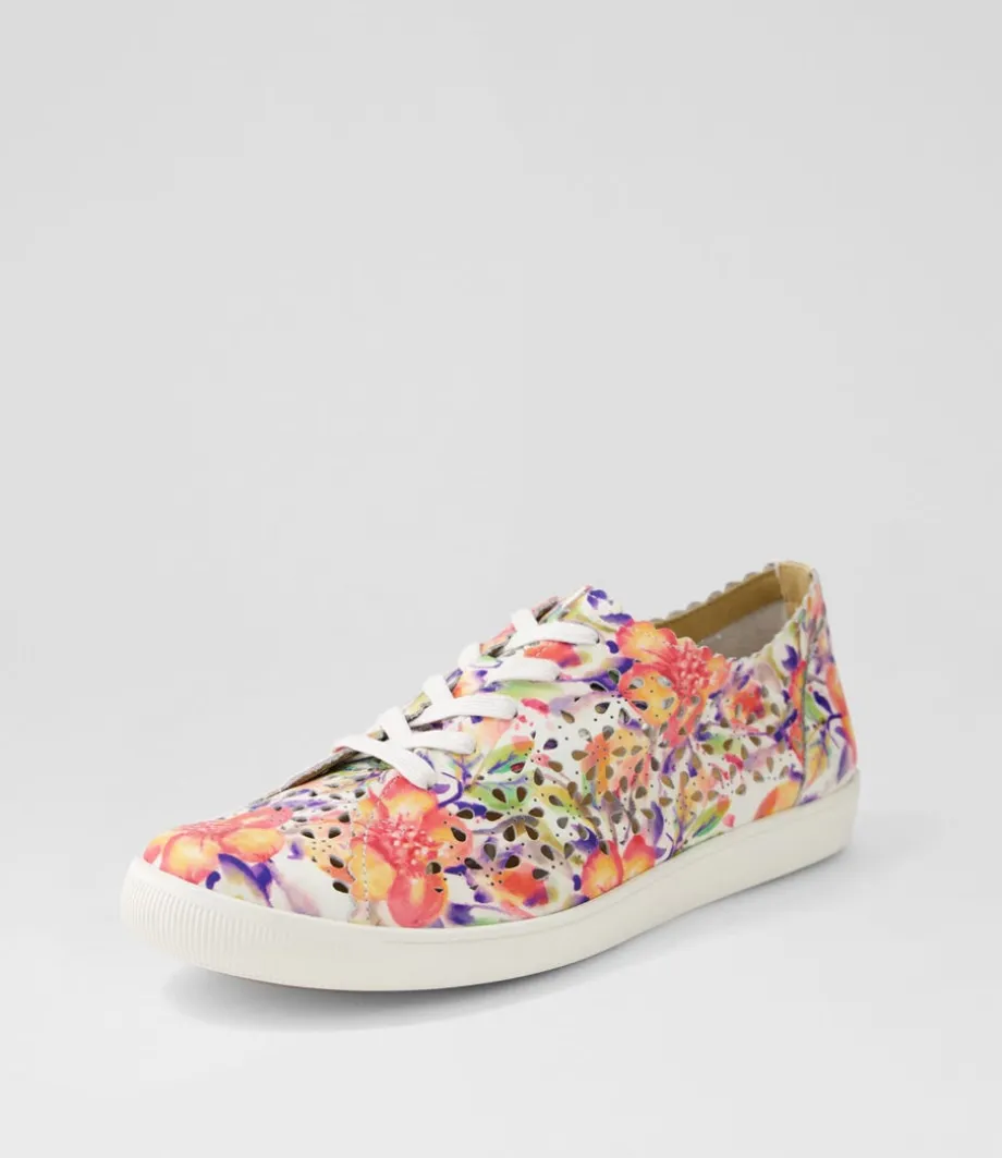 Dima Xf Orange Floral Leather Sneakers<ZIERA Sale