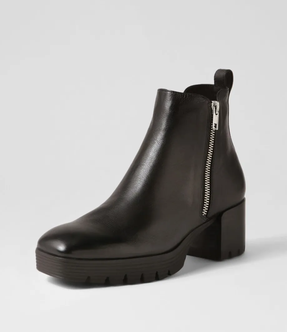 Dinis Black Leather Ankle Boots<DJANGO & JULIETTE Hot