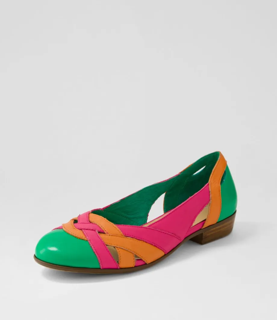 Doddo Bright Emerald Orange Multi Ballet Flats<DJANGO & JULIETTE Best