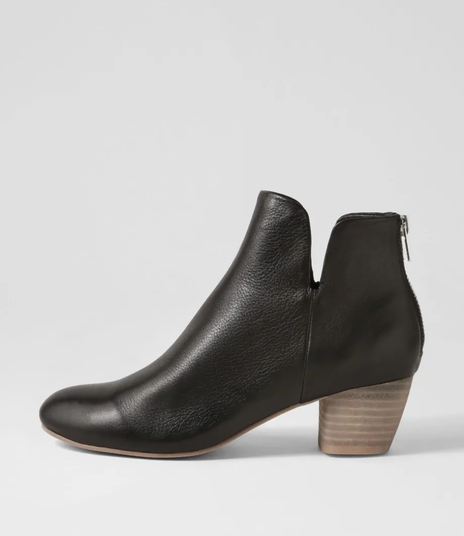 Dollars Black Natural Heel Leather Ankle Boots<DJANGO & JULIETTE Sale
