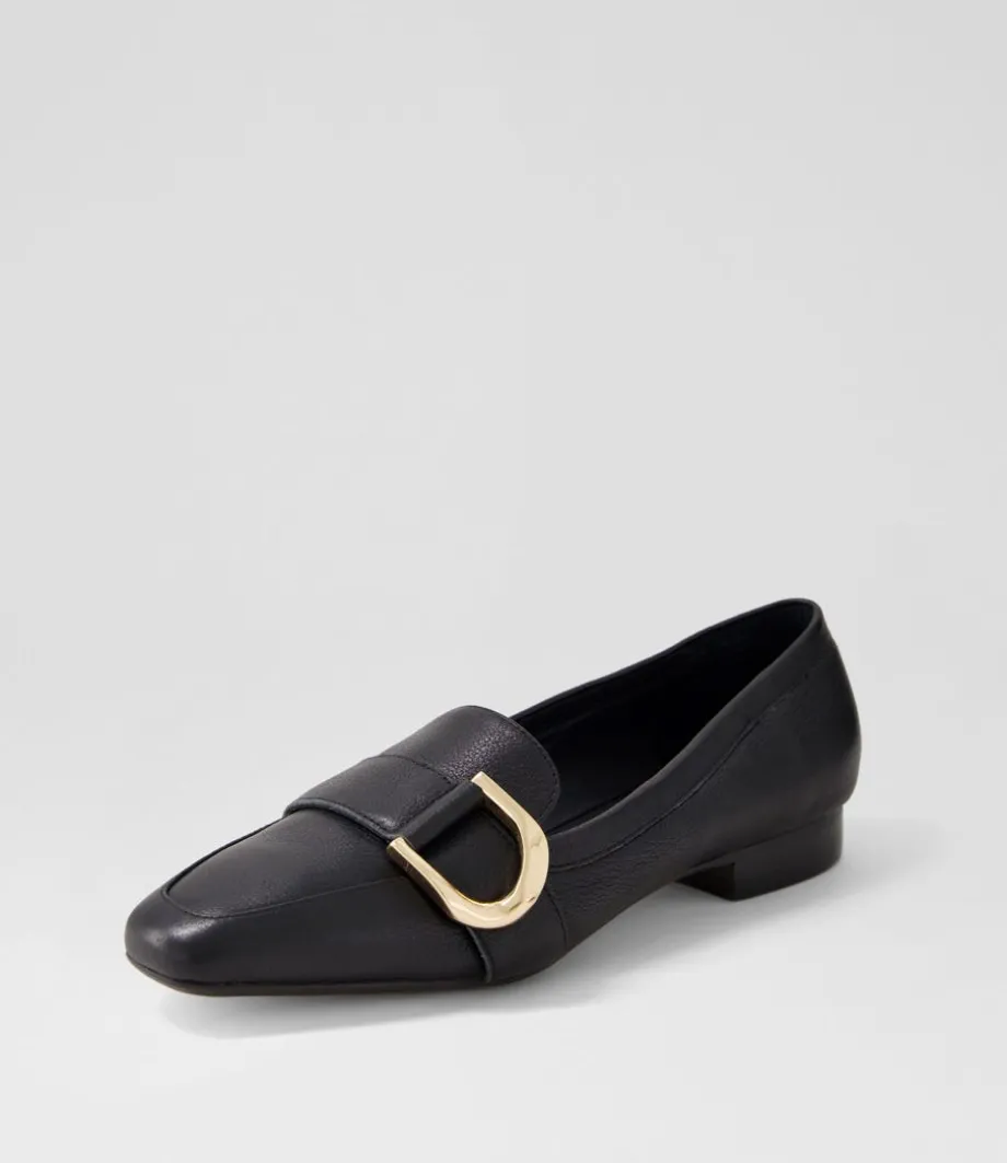 Dorys Black Leather Loafers<DIANA FERRARI Online