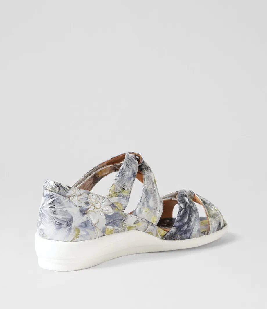 doxie_w_navy_silver_floral_leather_sandals_2.webp Doxie W Navy Silver Floral Leather Sandals<ZIERA Sale