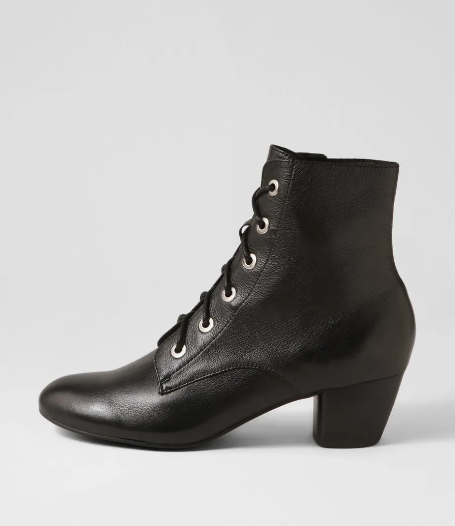 Durban Black Leather Lace Up Boots<DJANGO & JULIETTE Discount