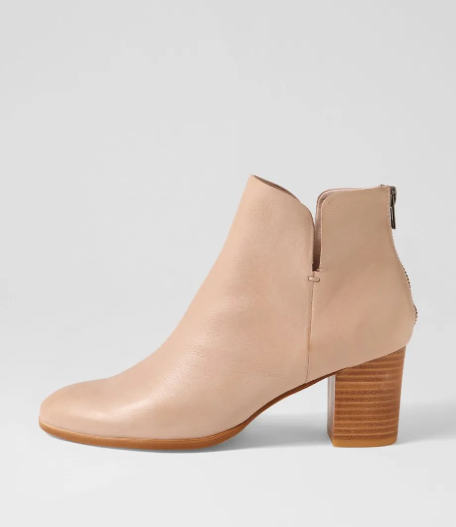 Duriel Cafe Natural Heel Leather Ankle Boots<DJANGO & JULIETTE Cheap