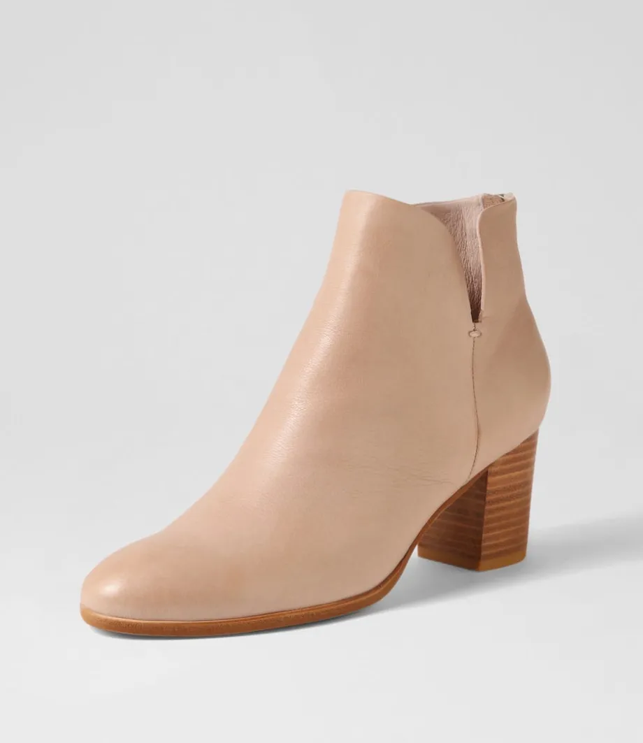 Duriel Cafe Natural Heel Leather Ankle Boots<DJANGO & JULIETTE Cheap