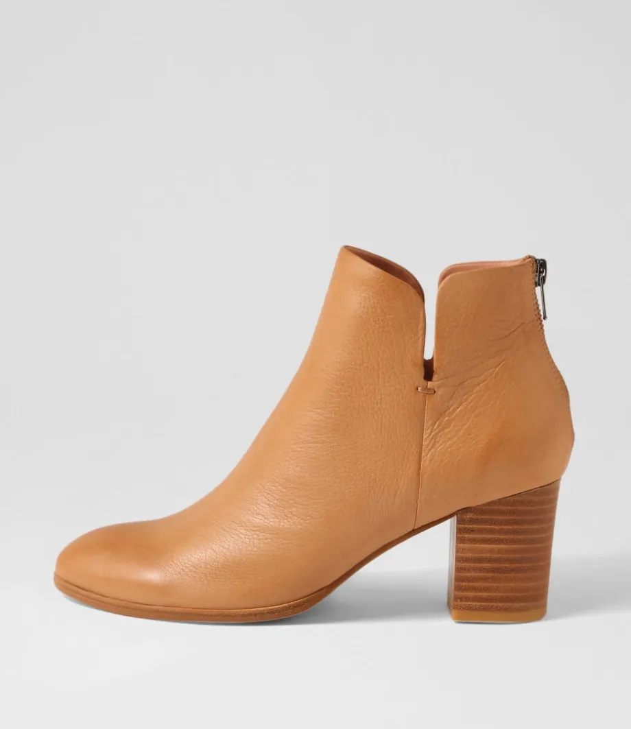 Duriel Dark Tan Natural Heel Leather Ankle Boots<DJANGO & JULIETTE Clearance