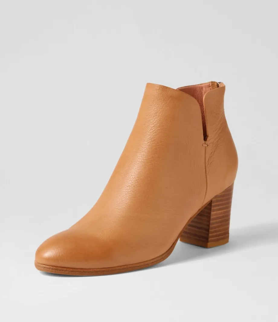 Duriel Dark Tan Natural Heel Leather Ankle Boots<DJANGO & JULIETTE Clearance