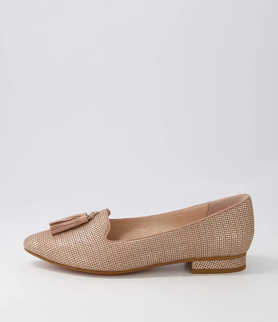 Dustu Rose Gold Cut Leather Loafers<DIANA FERRARI Store