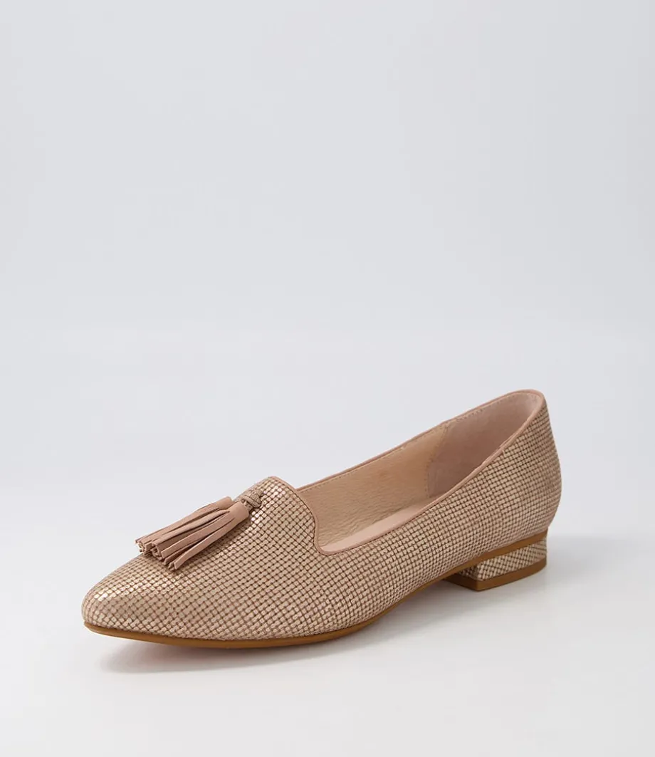 Dustu Rose Gold Cut Leather Loafers<DIANA FERRARI Store