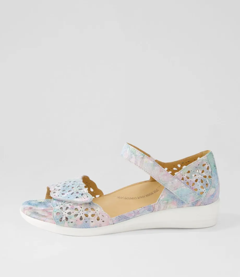 Dusty W Pastel Metal Leather Sandals<ZIERA Discount