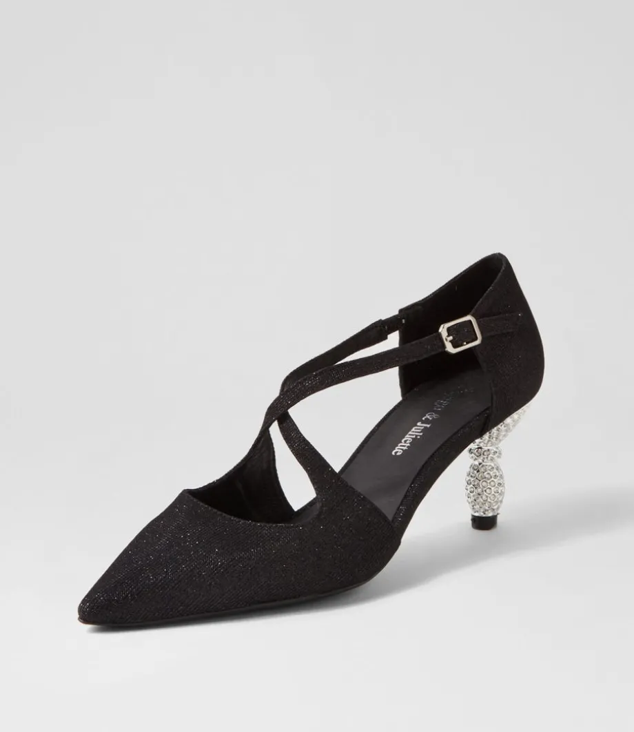 Electrik Black Sparkle Fabric Heels<DJANGO & JULIETTE Fashion