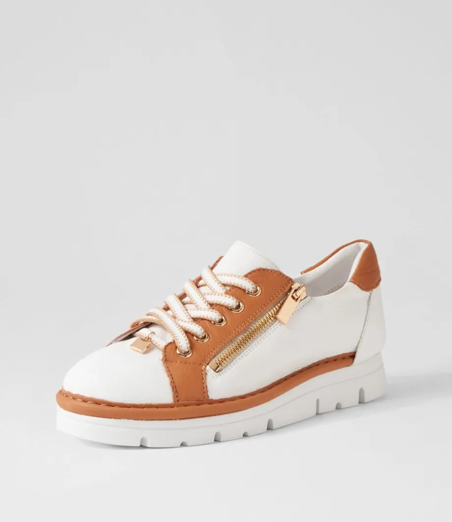 Elos White Dark Tan Leather Sneakers<TOP END Hot