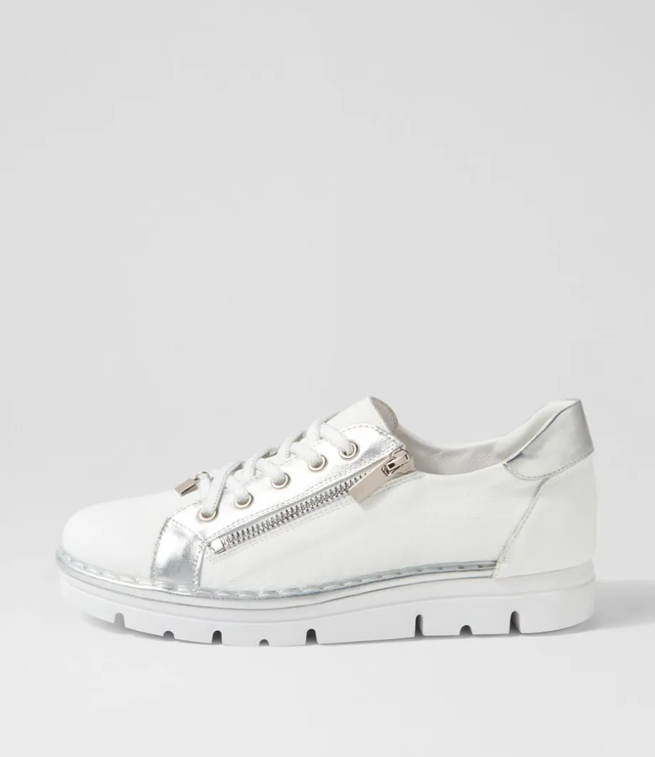 Elos White Silver Leather Sneakers<TOP END Store
