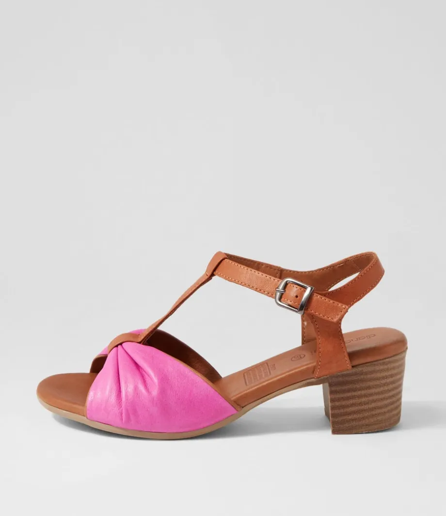 Emin Fuchsia Tan Leather Sandals<DIANA FERRARI Hot