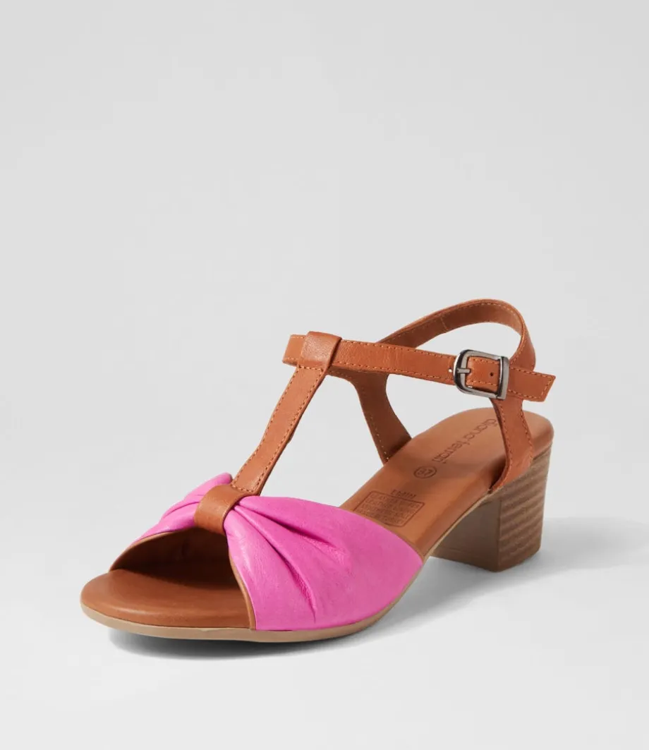 Emin Fuchsia Tan Leather Sandals<DIANA FERRARI Hot