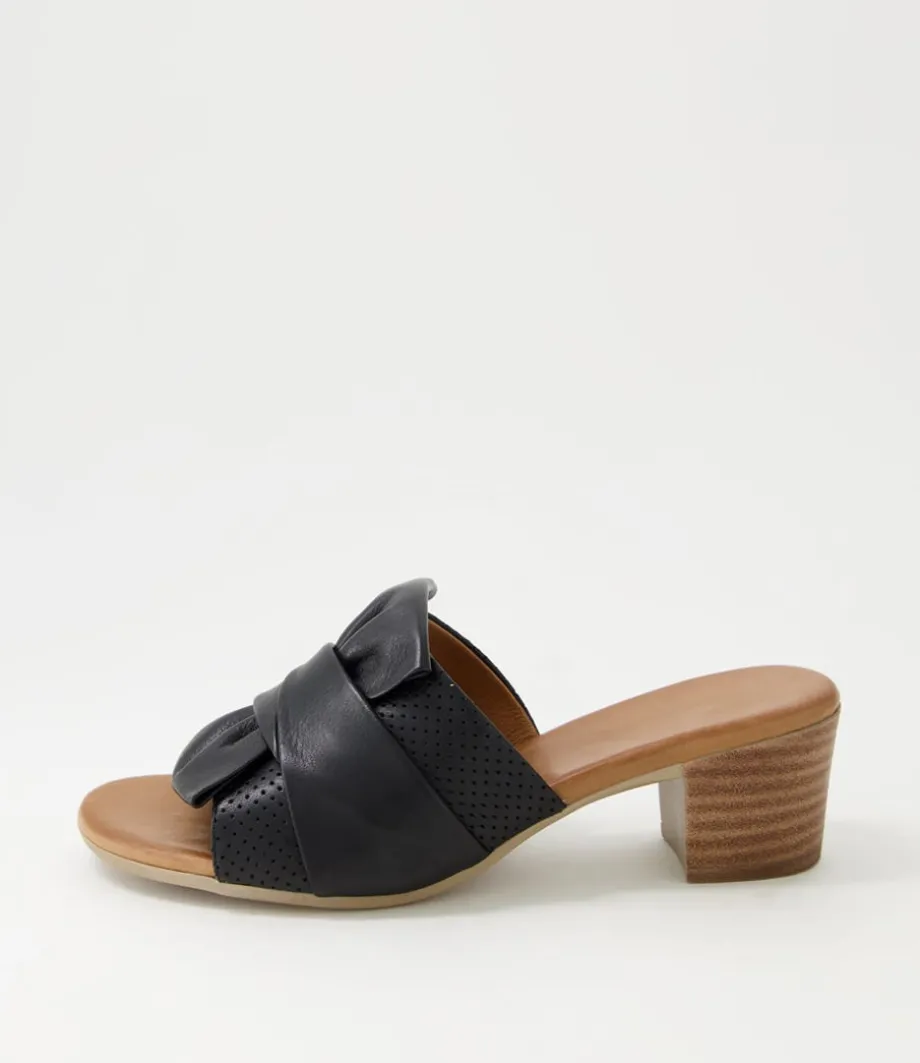 Enom Black Leather Sandals<DIANA FERRARI New