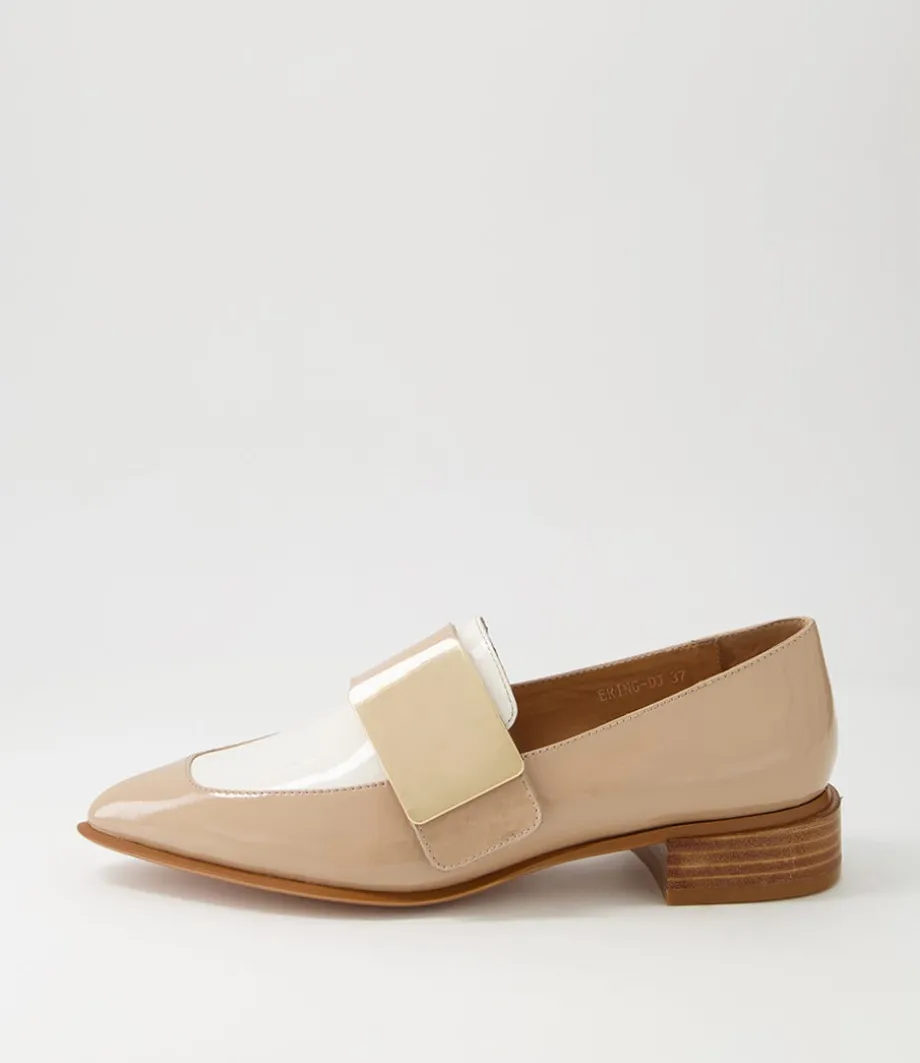 Ering Camel Ivory Gold Patent Leather Loafers<DJANGO & JULIETTE Cheap