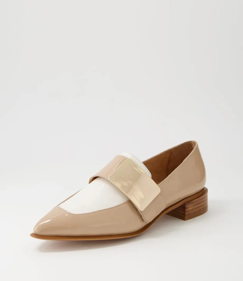 Ering Camel Ivory Gold Patent Leather Loafers<DJANGO & JULIETTE Cheap