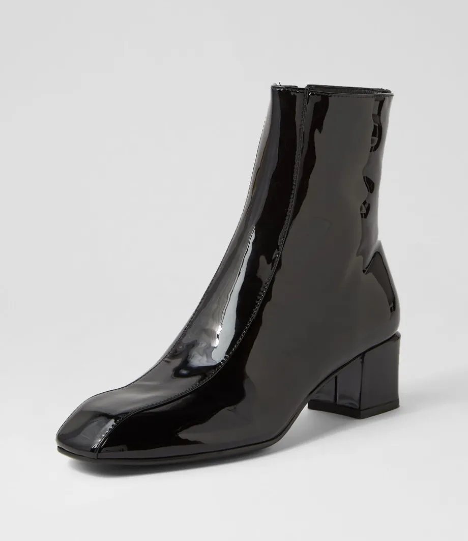 Eshal Black Patent Leather Ankle Boots<TOP END Fashion