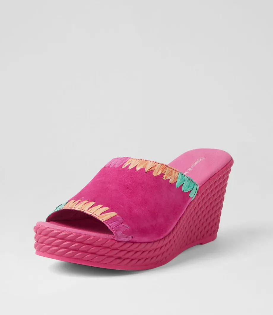 Esmey Fuchsia Bright Suede Sandals<DJANGO & JULIETTE Cheap