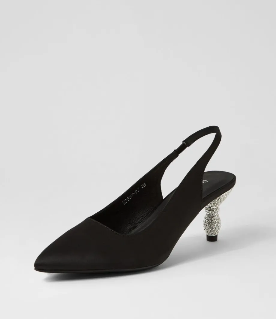 Espen Black Satin Heels<DJANGO & JULIETTE Store