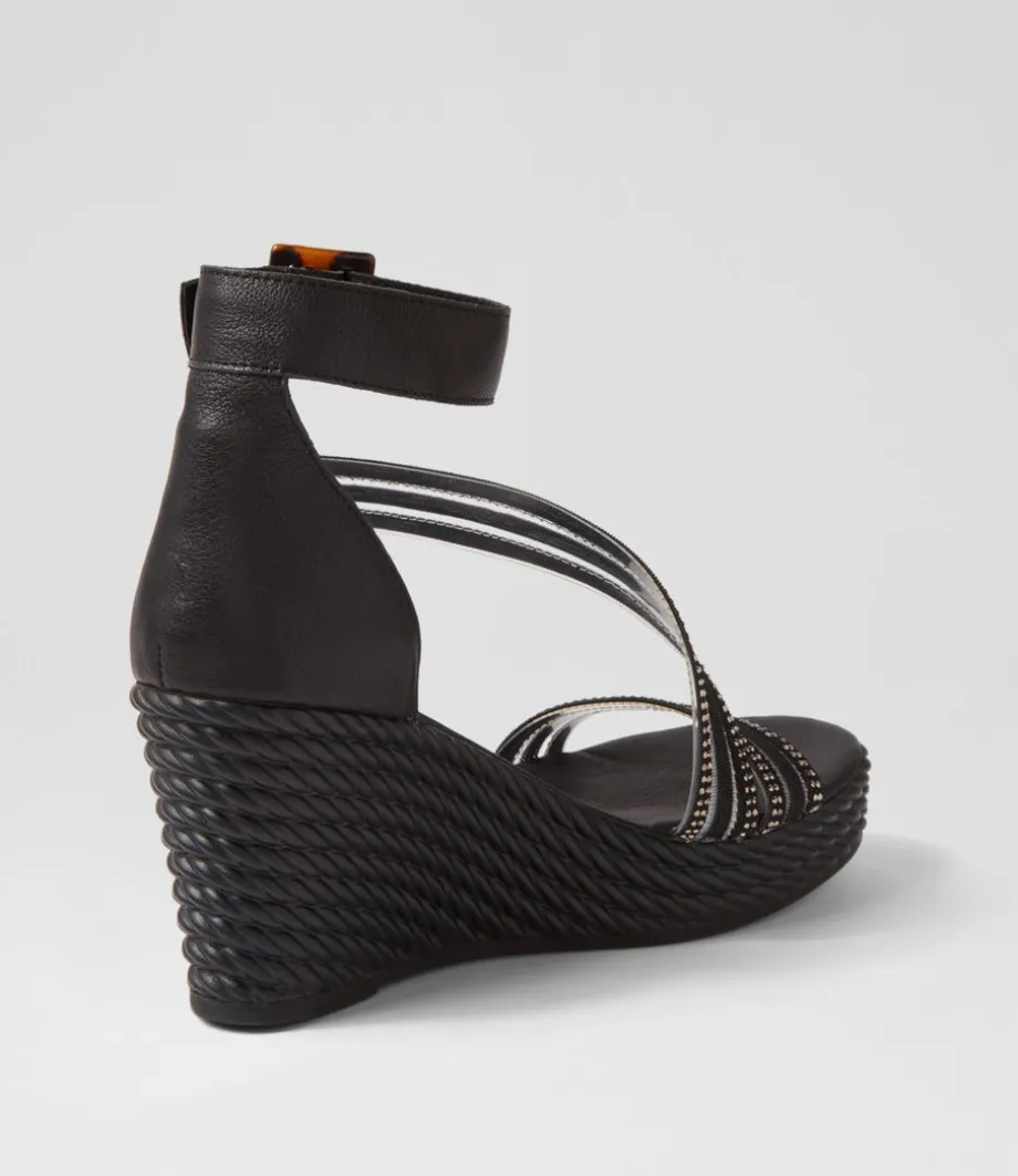 estela_black_vinylite_leather_sandals_2.webp Estela Black Vinylite Leather Sandals<DJANGO & JULIETTE Flash Sale
