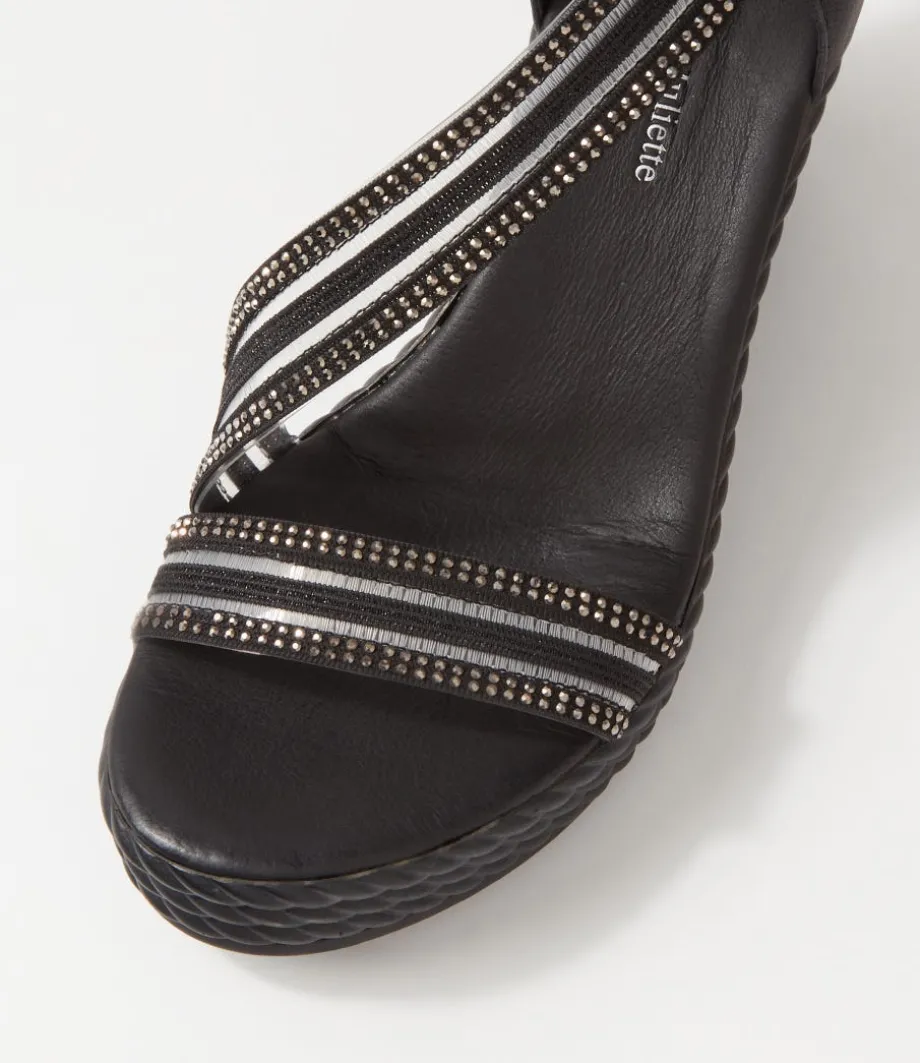 estela_black_vinylite_leather_sandals_3.webp Estela Black Vinylite Leather Sandals<DJANGO & JULIETTE Flash Sale