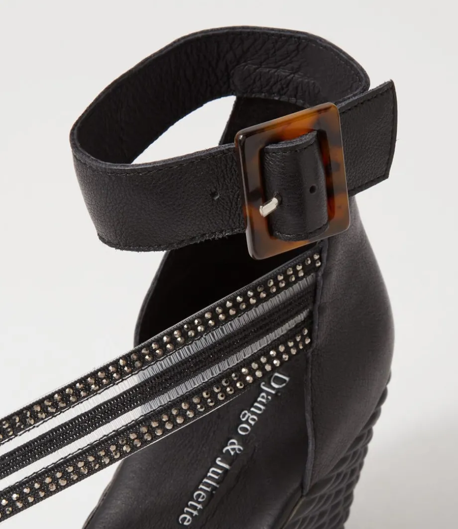 estela_black_vinylite_leather_sandals_4.webp Estela Black Vinylite Leather Sandals<DJANGO & JULIETTE Flash Sale