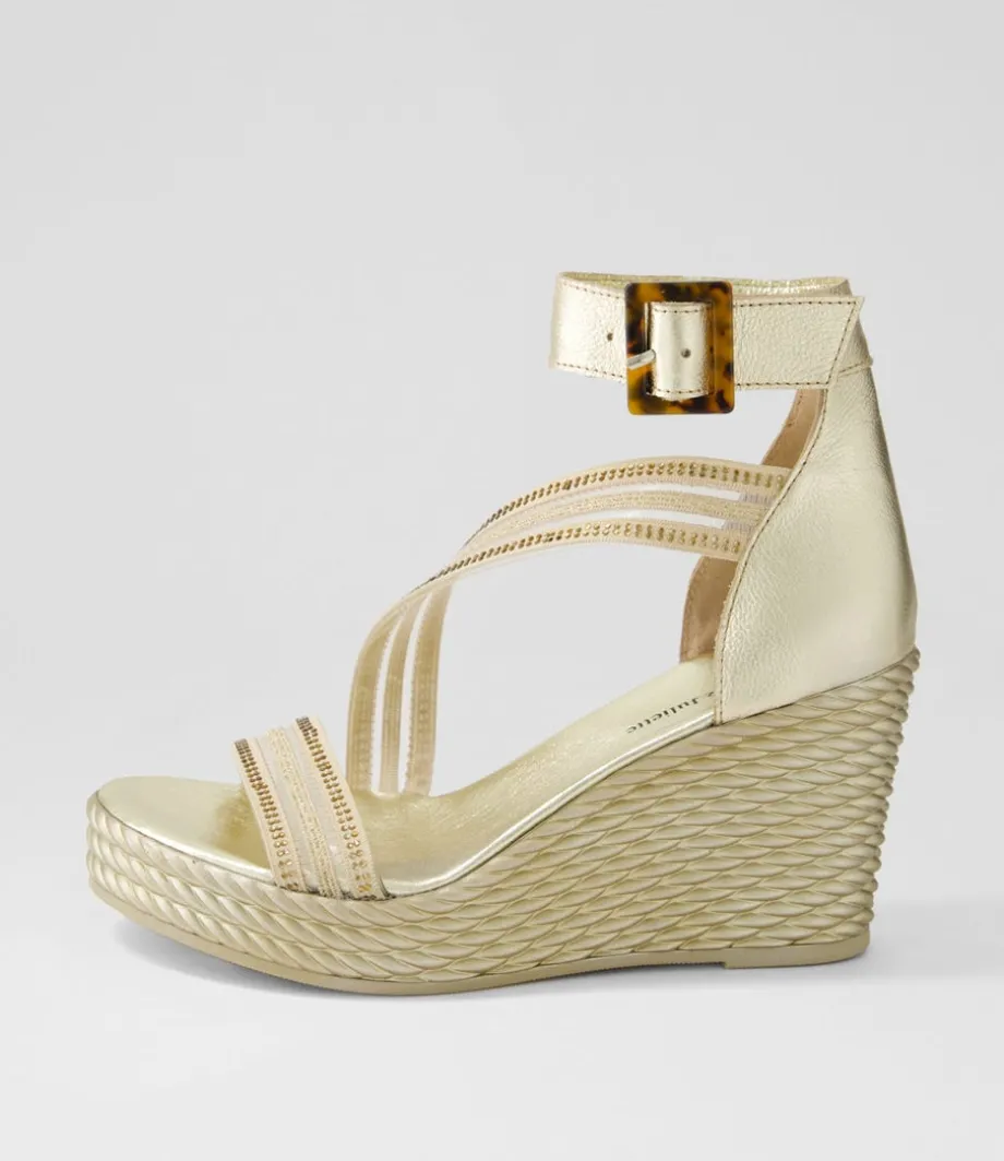 Estela Gold Vinylite Leather Sandals<DJANGO & JULIETTE Cheap