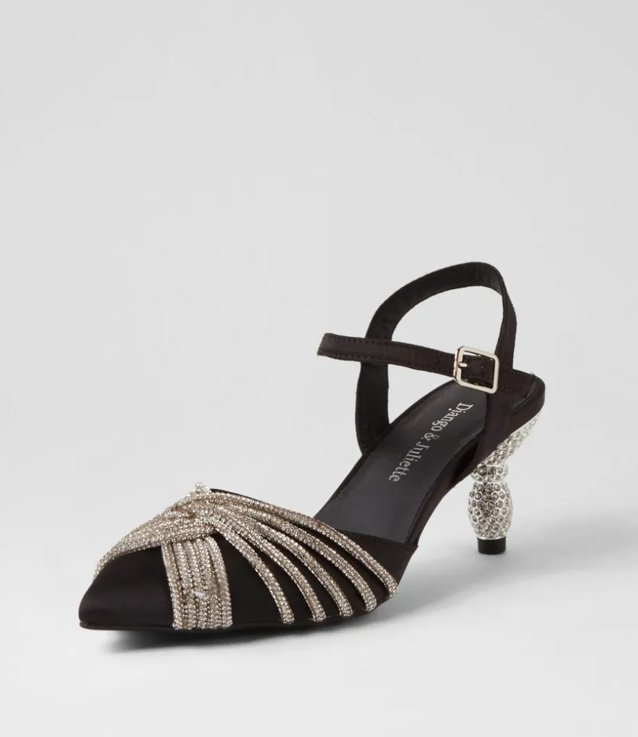 Eugenie Black Satin Heels<DJANGO & JULIETTE Cheap