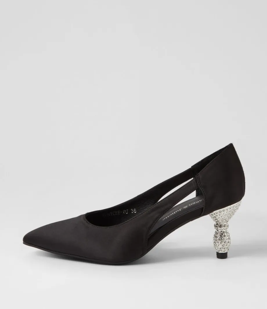 Eunicee Black Satin Heels<DJANGO & JULIETTE Flash Sale