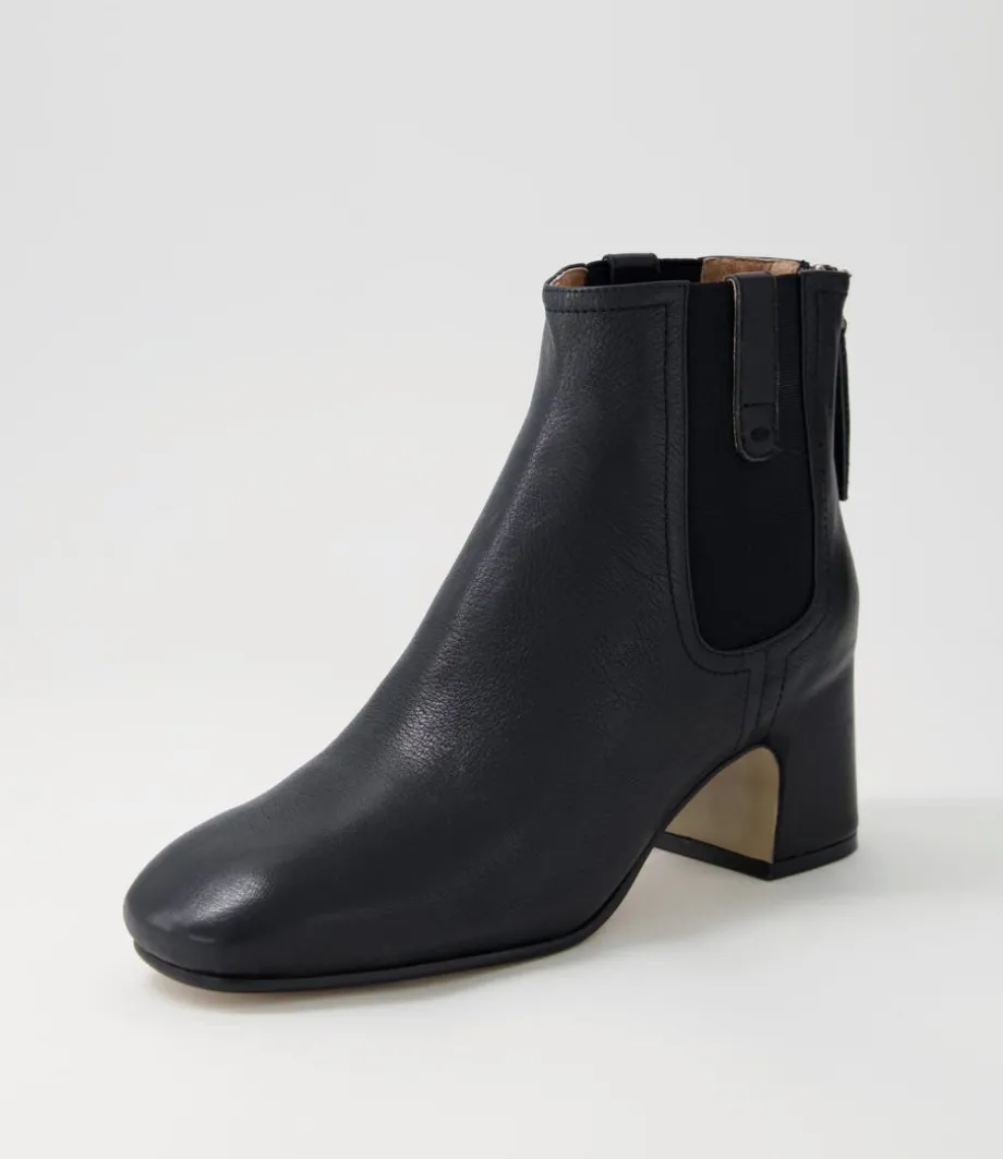 Fether Black Leather Elastic Chelsea Boots<TOP END Clearance