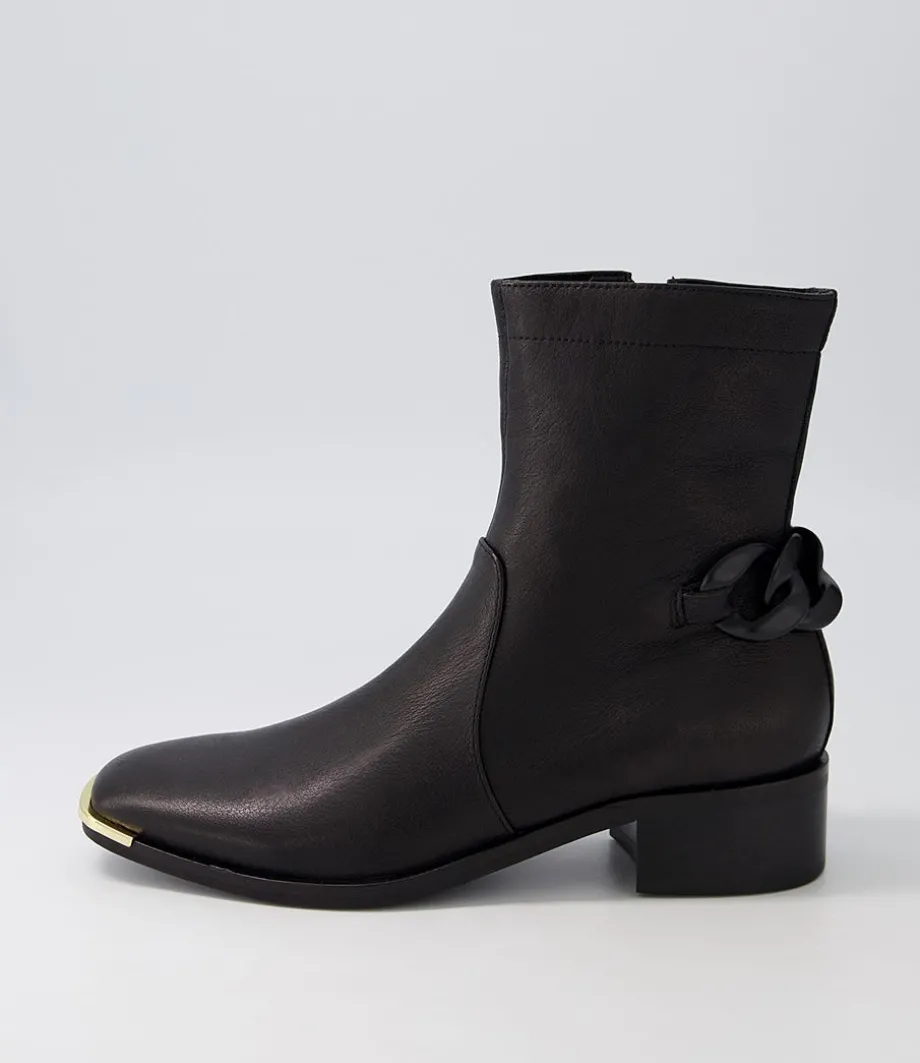 Firat Black Leather Ankle Boots<DJANGO & JULIETTE Hot