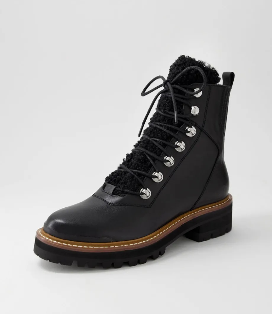 Fisher Black Tumble Leather Lace Up Boots<DJANGO & JULIETTE Outlet