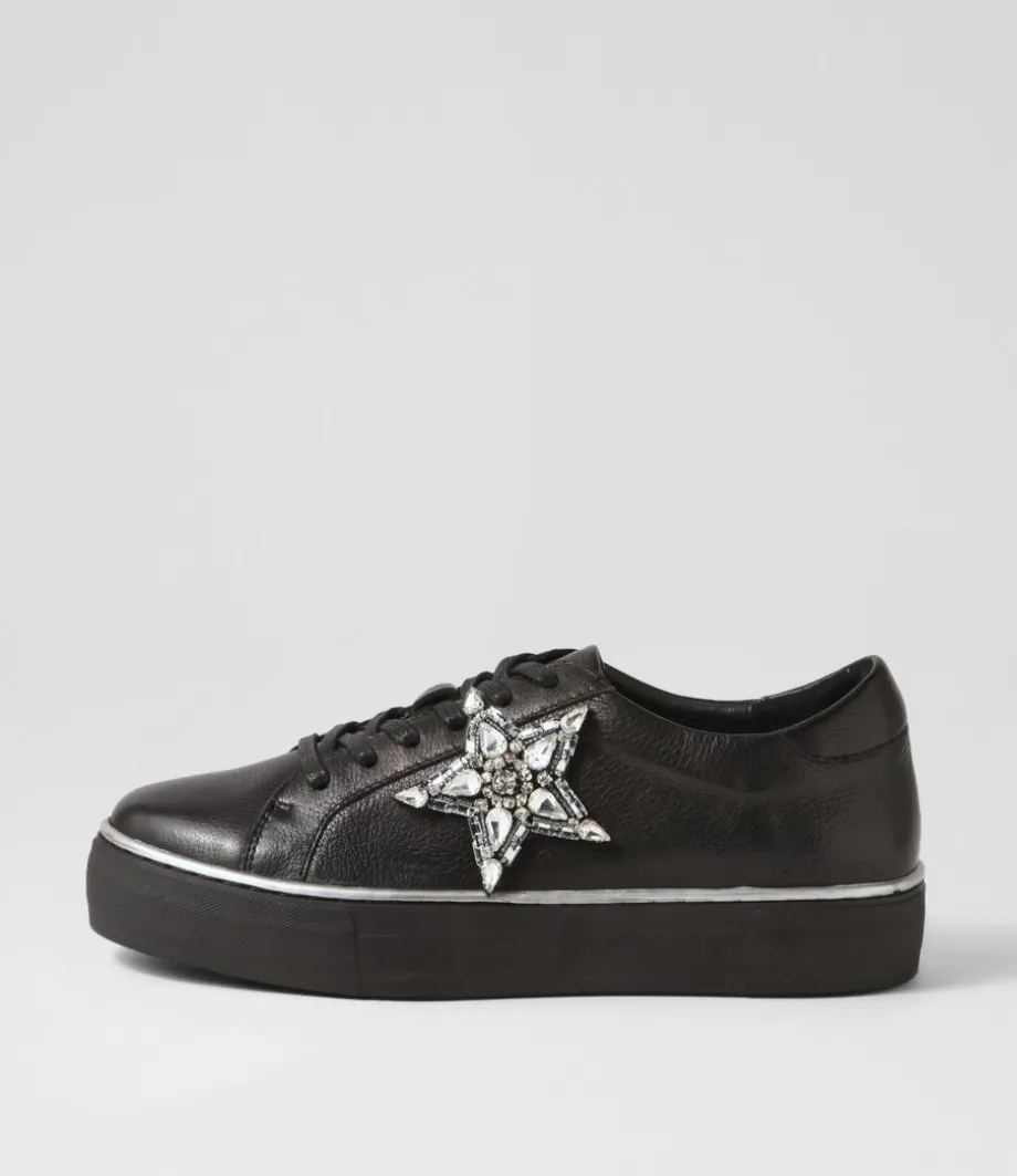 Foxxie Black Silver Leather Jewels Sneakers<DJANGO & JULIETTE Cheap