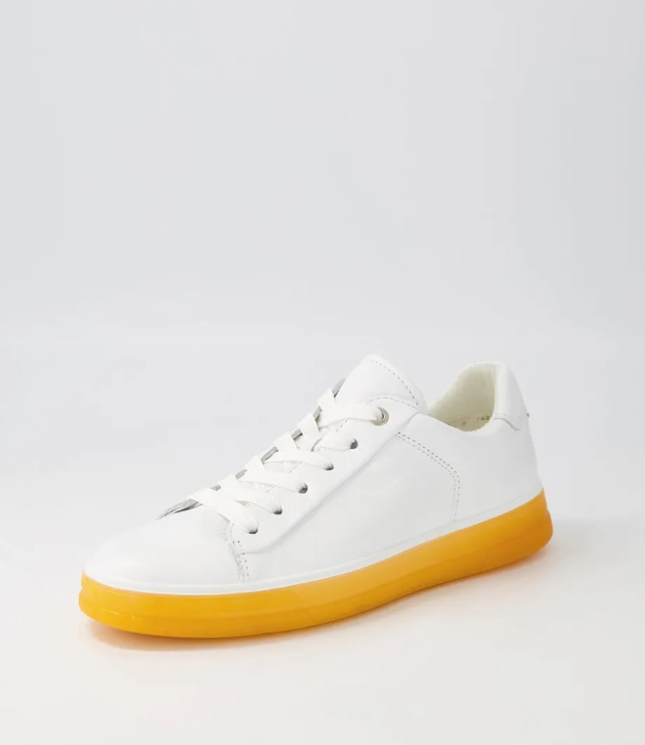 Frisco White Orange Leather Sneakers<ARA Best Sale