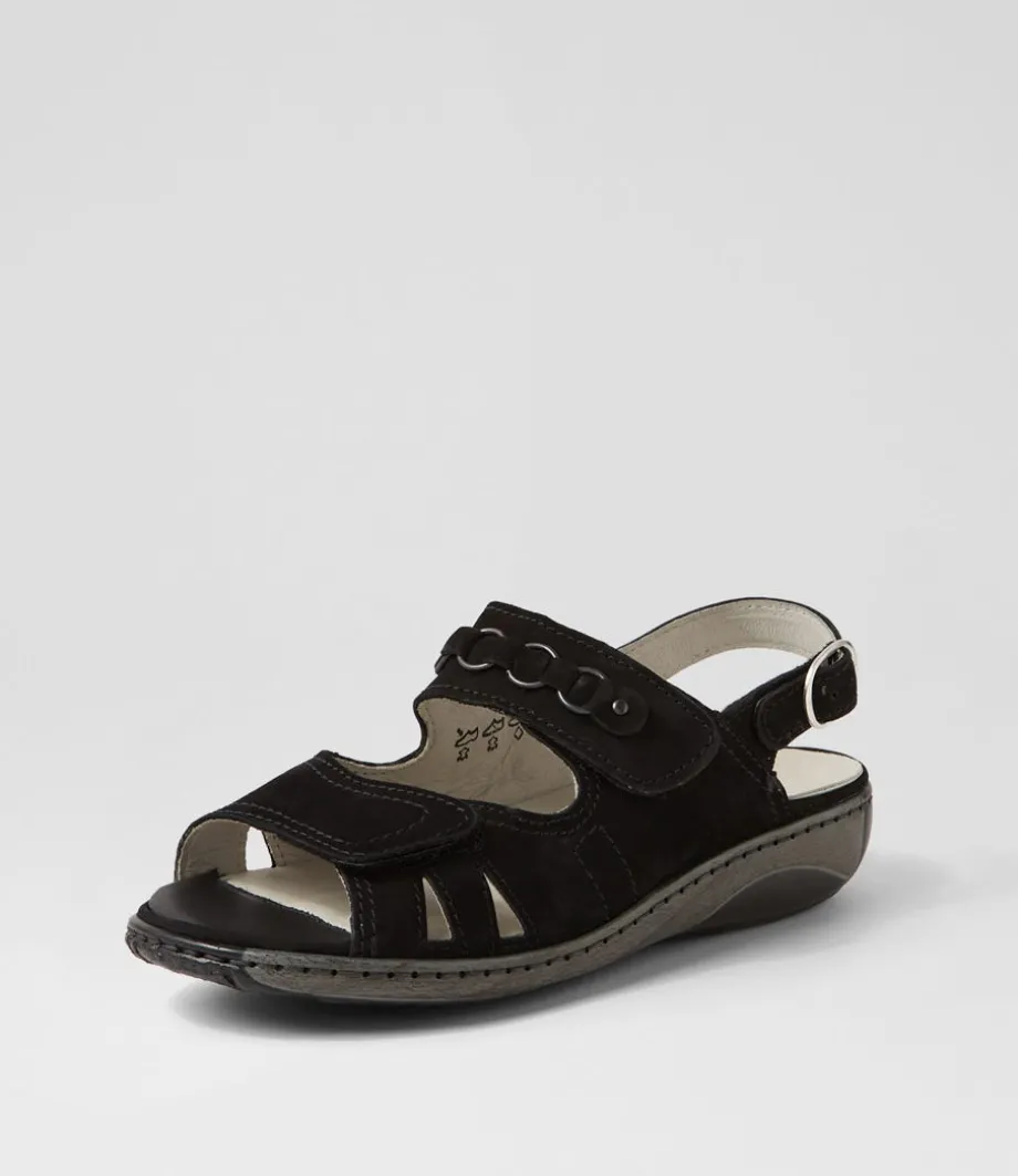 Garda 4 Schwarz Suede Sandals<WALDLAUFER Sale