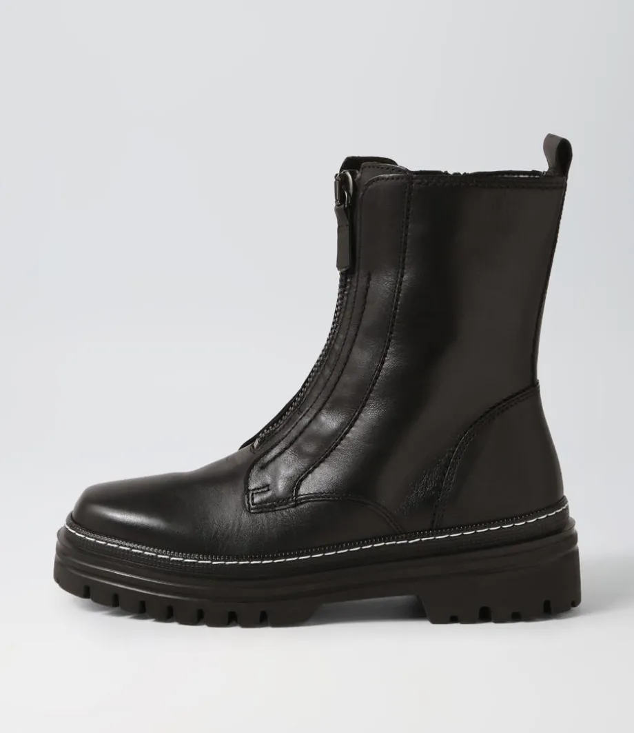 Gesine Schwarz Leather Ankle Boots<GABOR Clearance
