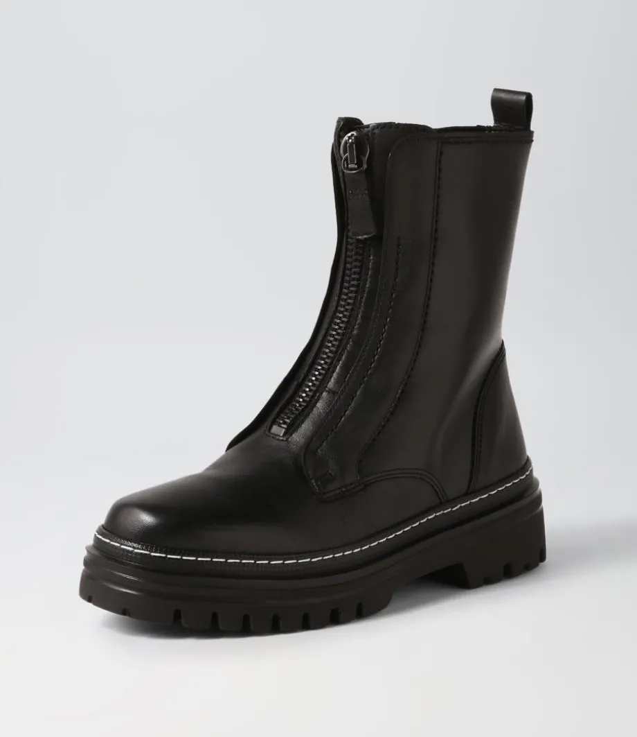Gesine Schwarz Leather Ankle Boots<GABOR Clearance